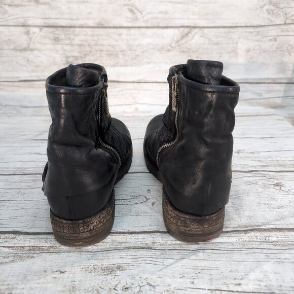 A.S.98 Black Leather Biker Moto Boots Zipper Women Size 39 - Picture 4 of 7